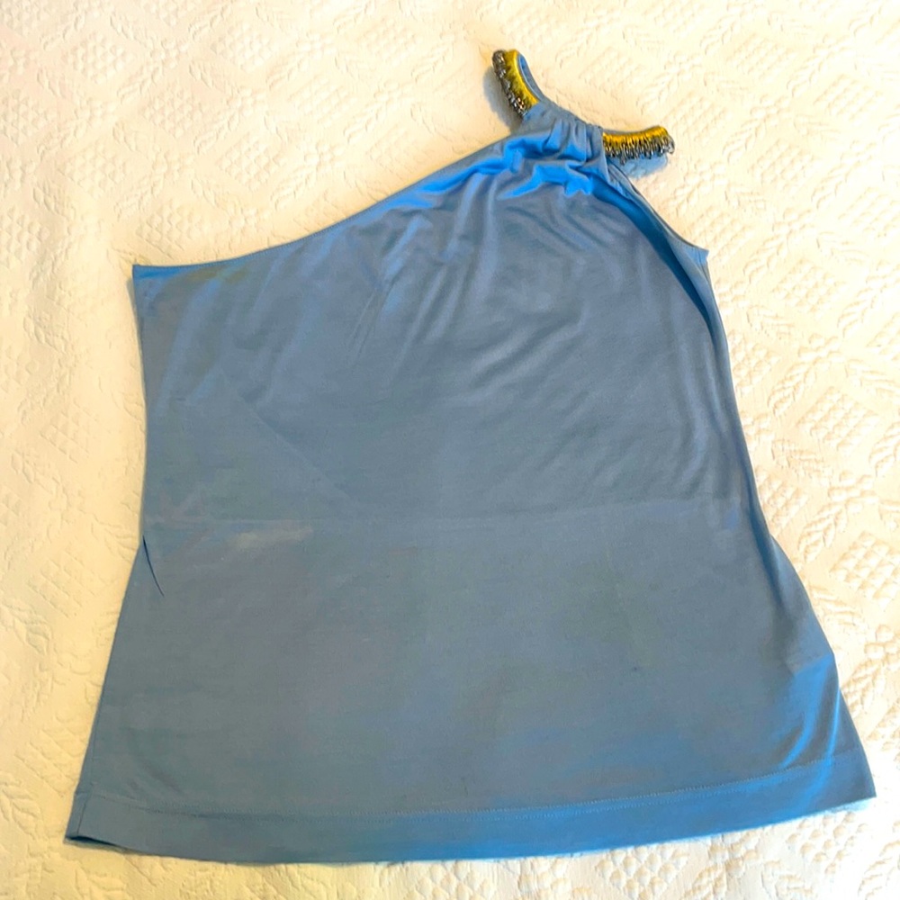 Escada one shoulder top with metallic detail size4